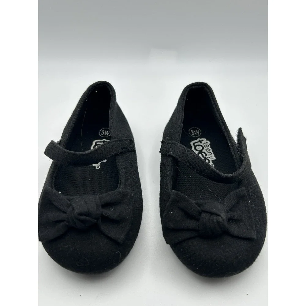 Teeny Toes Girls' Infant Baby Girl Ana Black Ballet Flat Shoes Size‎ 3W